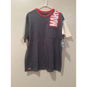 NWT Disney Parks Marvel Patch Embroidered Shoulder Logo Gray Tee M